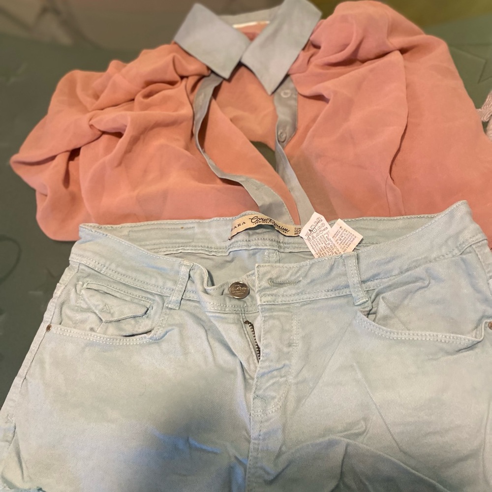 Zara short  with matching fun 2 fun silk shirt
